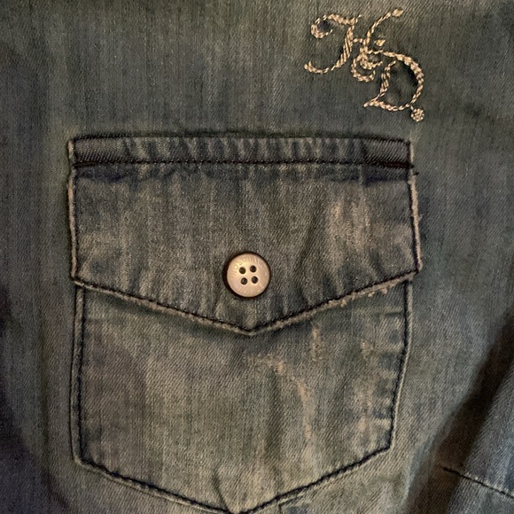 Harley Davidson 🦅denim snap up top Small - Picture 13 of 16